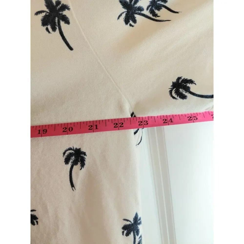 VTG Polo Ralph Lauren Palm Tree Print Polo Shirt White Black Blue L Cruise 2002